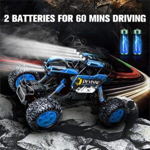 CROBOLL 1:12 Large Remote Control car for Boys Kids with Lifting Function,4WD RC Cars Electric Monster Truck Toy Gifts 4X4 Off-Road RC Rock Crawler 2.4GHz RC Truck with 2 Batteries(Blue)