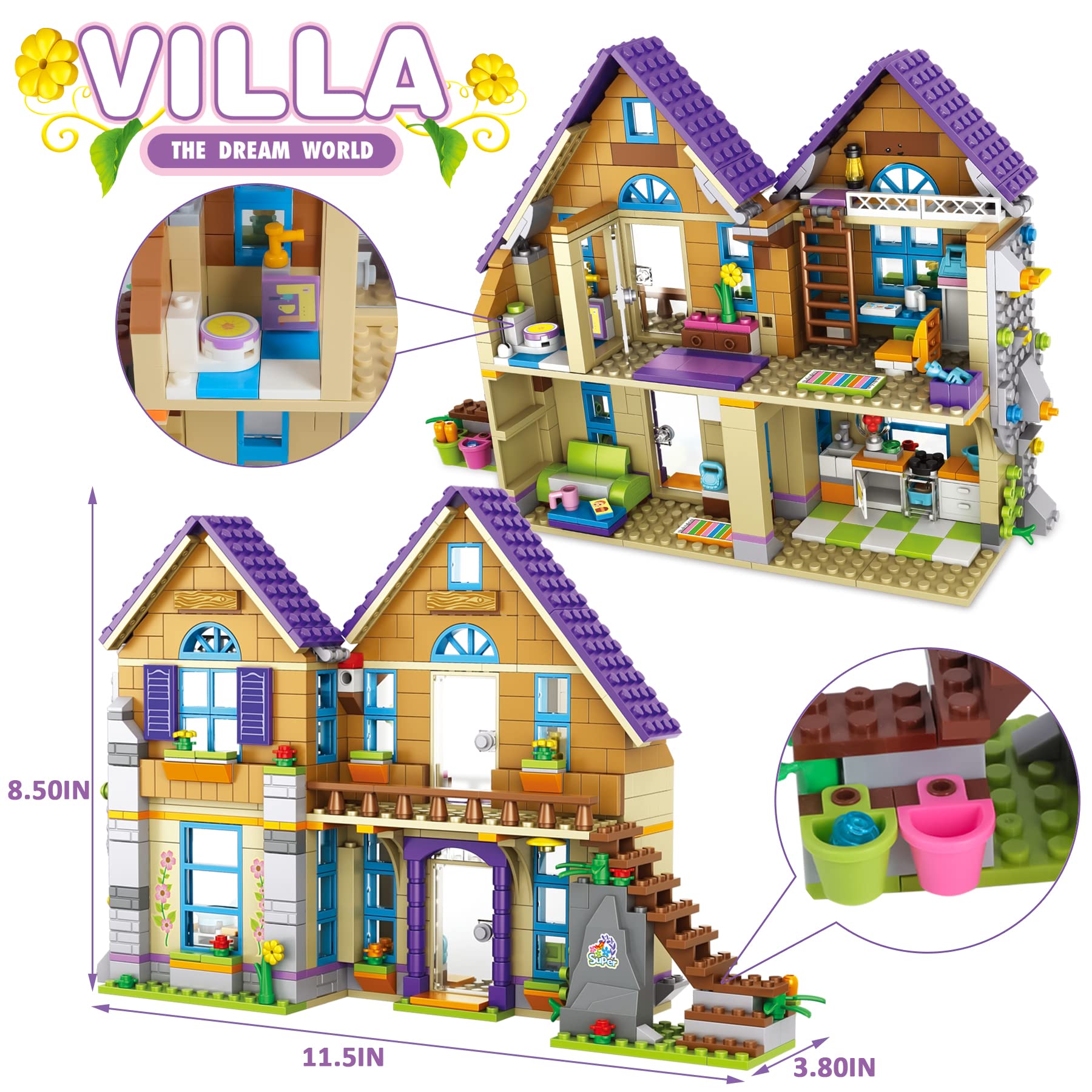 Building Block Set for Girls and Friends Villa Forest House Building Kit, with Portable Storage Box, Makes an Entertaining Learning Construction Toys Christmas Birthday Gift for Kids Boys Girls 6-12