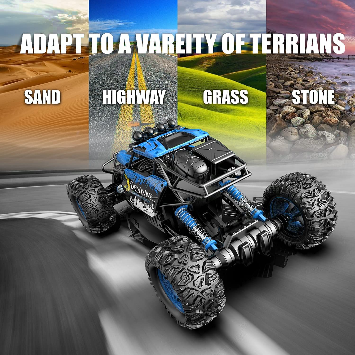 CROBOLL 1:12 Large Remote Control car for Boys Kids with Lifting Function,4WD RC Cars Electric Monster Truck Toy Gifts 4X4 Off-Road RC Rock Crawler 2.4GHz RC Truck with 2 Batteries(Blue)