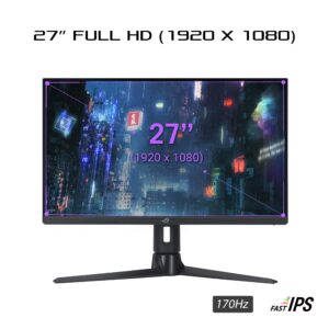 ASUS ROG Strix 27” 1080P Gaming Monitor (XG276Q) - Full HD, IPS, 170Hz, 1ms, Extreme Low Motion Blur, FreeSync Premium technology, DisplayPort, HDMI, Tripod socket for Webcam, DisplayHDR400, BLACK