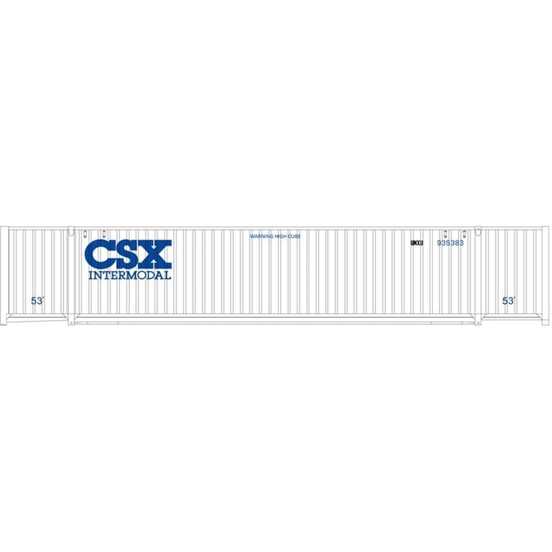 Atlas HO Scale Jindo 53' Cargo Container 3-Pack CSX/UMXU Set #2 (White/Blue)