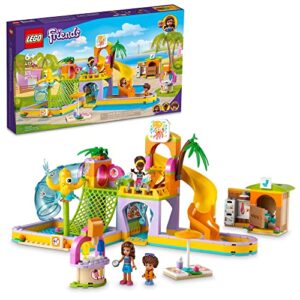 lego friends water park set 41720 swimming pool and slides, heartlake city toy, pretend play birthday gift idea for kids ages 6 plus