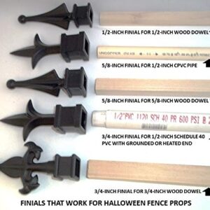 25 Each for 1/2” Black Plastic Finial Tops for Iron Picket Fence 4-Sided Spire - #1-30