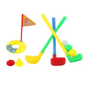 Golf Set with Practice Holes, Golf Sticks Balls Golf Ball Game Play Set Golf Set Outdoor Sports for Boys Girls, Plastic Golf Cubs