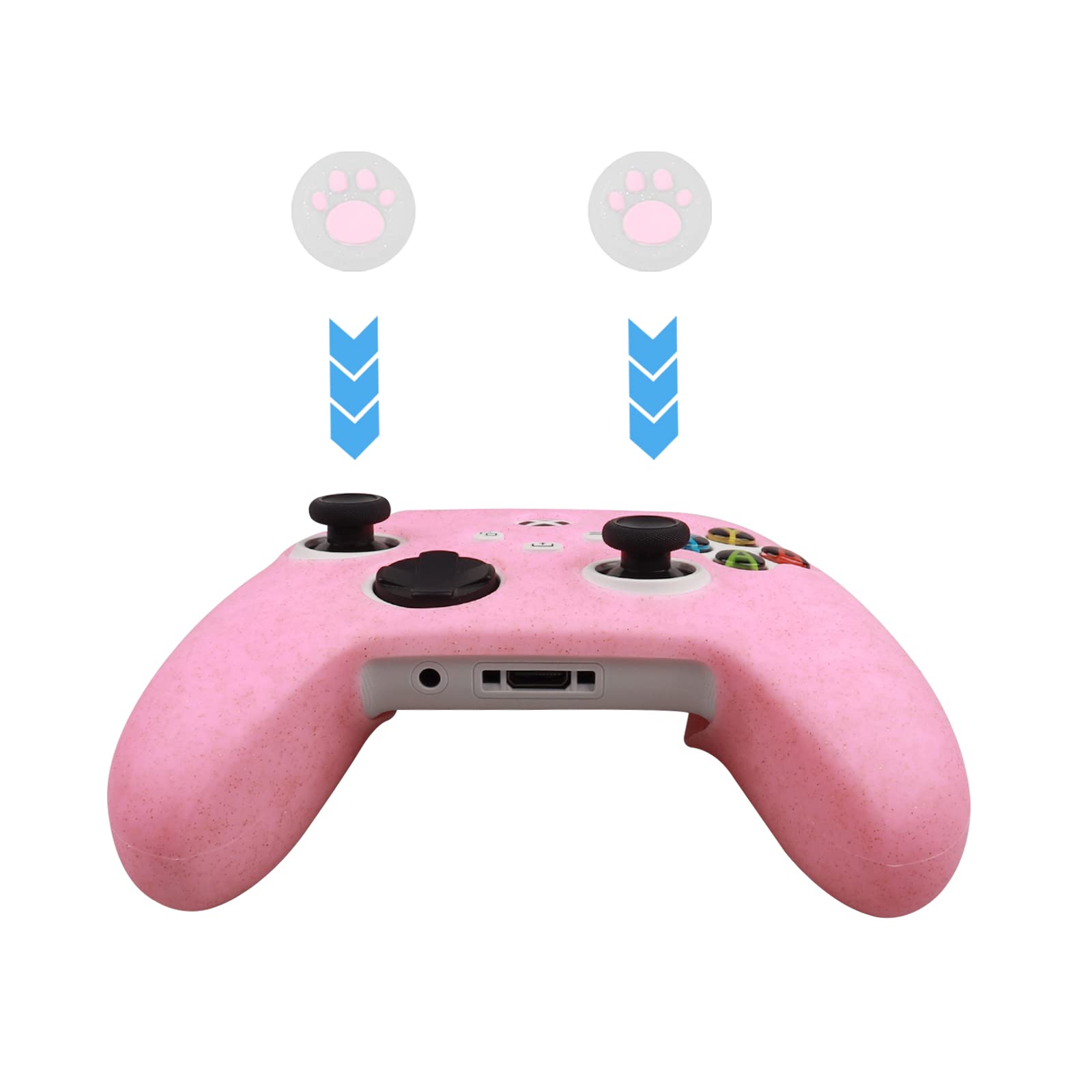 ROTOMOON Glitter Silicone Controller Skins for Xbox Series with 8 Thumb Grips, Sweat-Proof Anti-Slip Controller Cover Skin Protector Compatible with Xbox Series S/X Controller