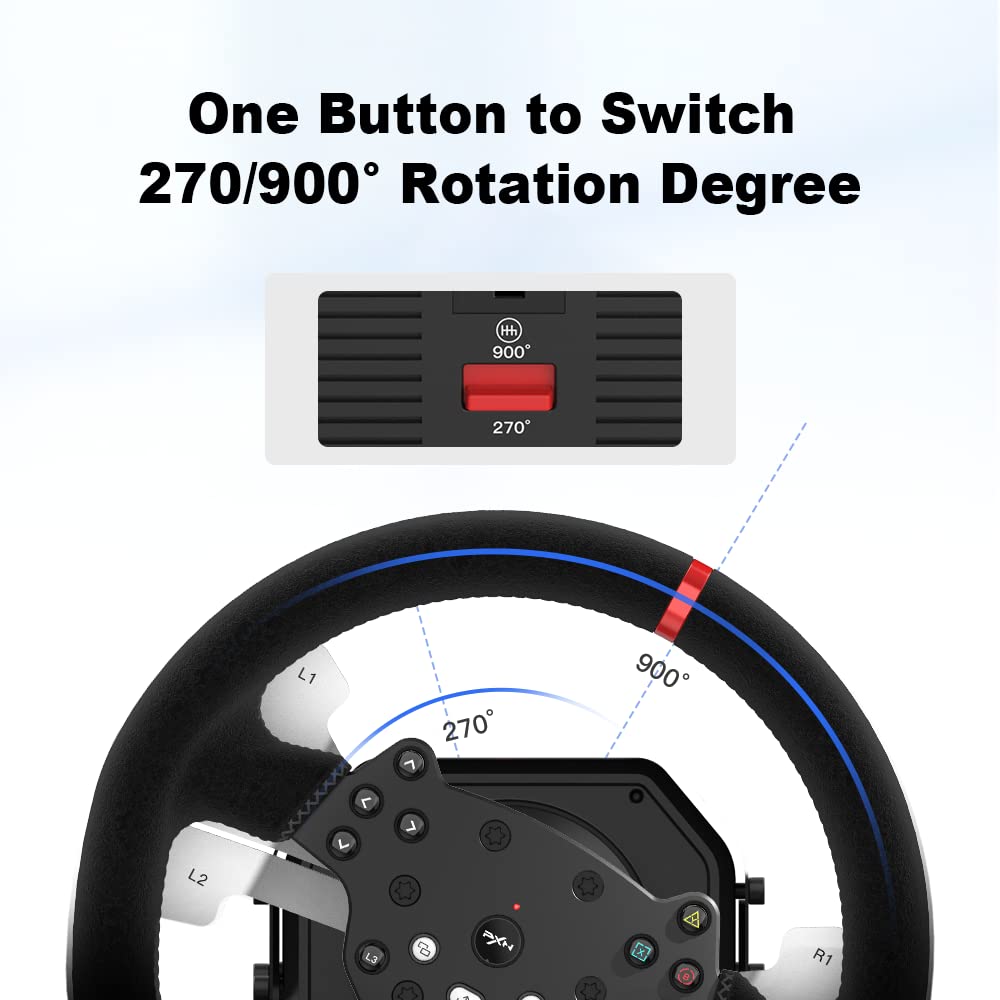 PXN V10 Force Feedback Steering Wheel Detachable Racing Wheel 270/900 Degree Race Steering Wheel with 3-Pedals and Shifter Bundle for PC, Xbox One, Xbox Series X/S, PS4