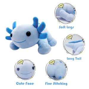 Mowatusy Axolotl Plush 10 Inch Blue Axolotl Plushies, Axolotl Stuffed Animal Toy for Kids, Cute Plushies Axolotl Pillow Doll, Gift for Boy Girl Birthdays Xmas Home Decoration