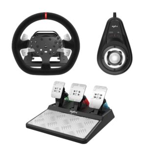 pxn v10 force feedback steering wheel detachable racing wheel 270/900 degree race steering wheel with 3-pedals and shifter bundle for pc, xbox one, xbox series x/s, ps4