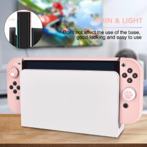 DLseego Switch OLED Protective Case Dockable Hard Shell Anti-Scratch Cover Joycon Accessory Skin with 6PCS Thumb Grips Caps and 2Pc Screen Protectors - Pink