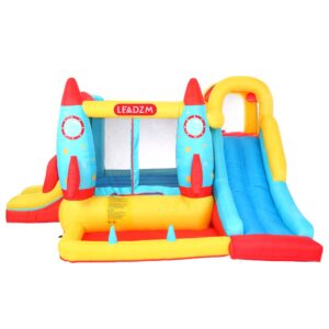 Slide Bouncer,Kids Bounce House,Inflatable Bouncy Jumping Castle with Slide, Indoor/Outdoor Bouncer House with Stakes, Repair Patches, and Storage Bag (Without Air Blower, Rocket)