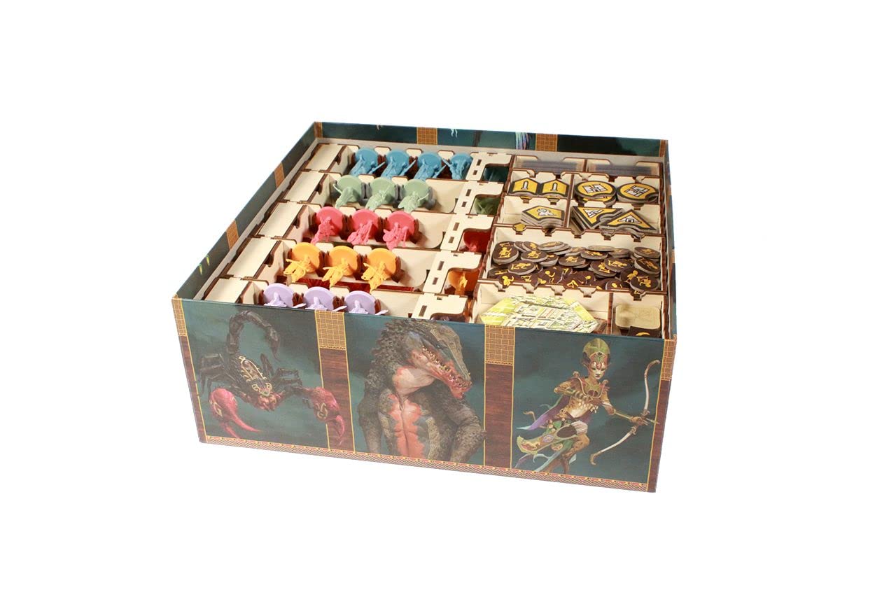 The Broken Token Game Organizer - Ankh: Gods of Egypt Compatible Game Organizer, Wooden Storage Box for Tabletop Games