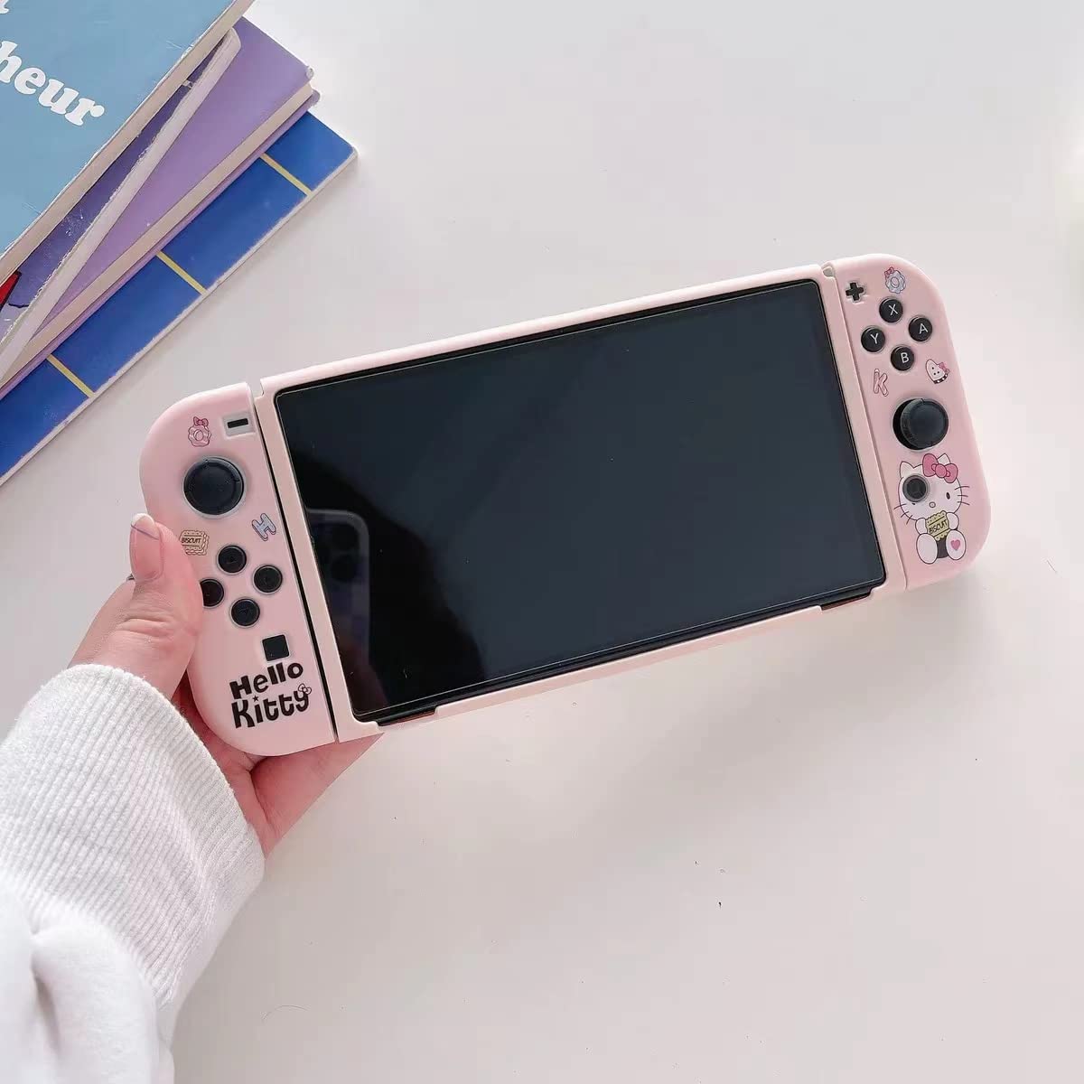 ENFILY Cute Case Compatible with Nintendo Switch OLED, Dockable Case Cover, Ergonomic Soft TPU Grip Case for Joycon, Sparkle Skin Set