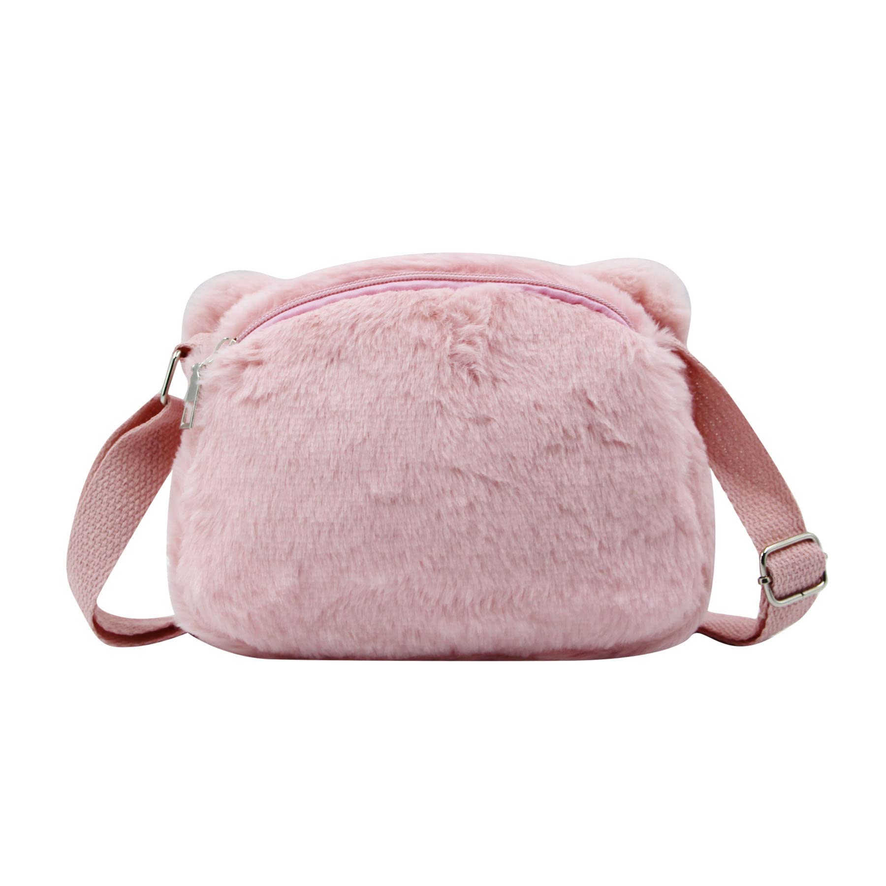 Amamcy Cute Cat Crossbody Purse Pink Small Fluffy Satchel Shoulder Bag Animal Plush Messenger Bag Kawaii Purse for Women