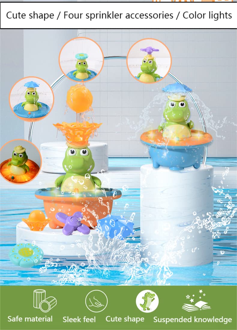 Bath Toys, Light Up Baby Pool Toy with LED Light Crocodile Spray Water Toy, Floating Wind Up Toys for 1 Year Old Boy Girl, New Born Baby Bathtub Water Toys, Preschool Toddler Pool Toys (Crocodile)