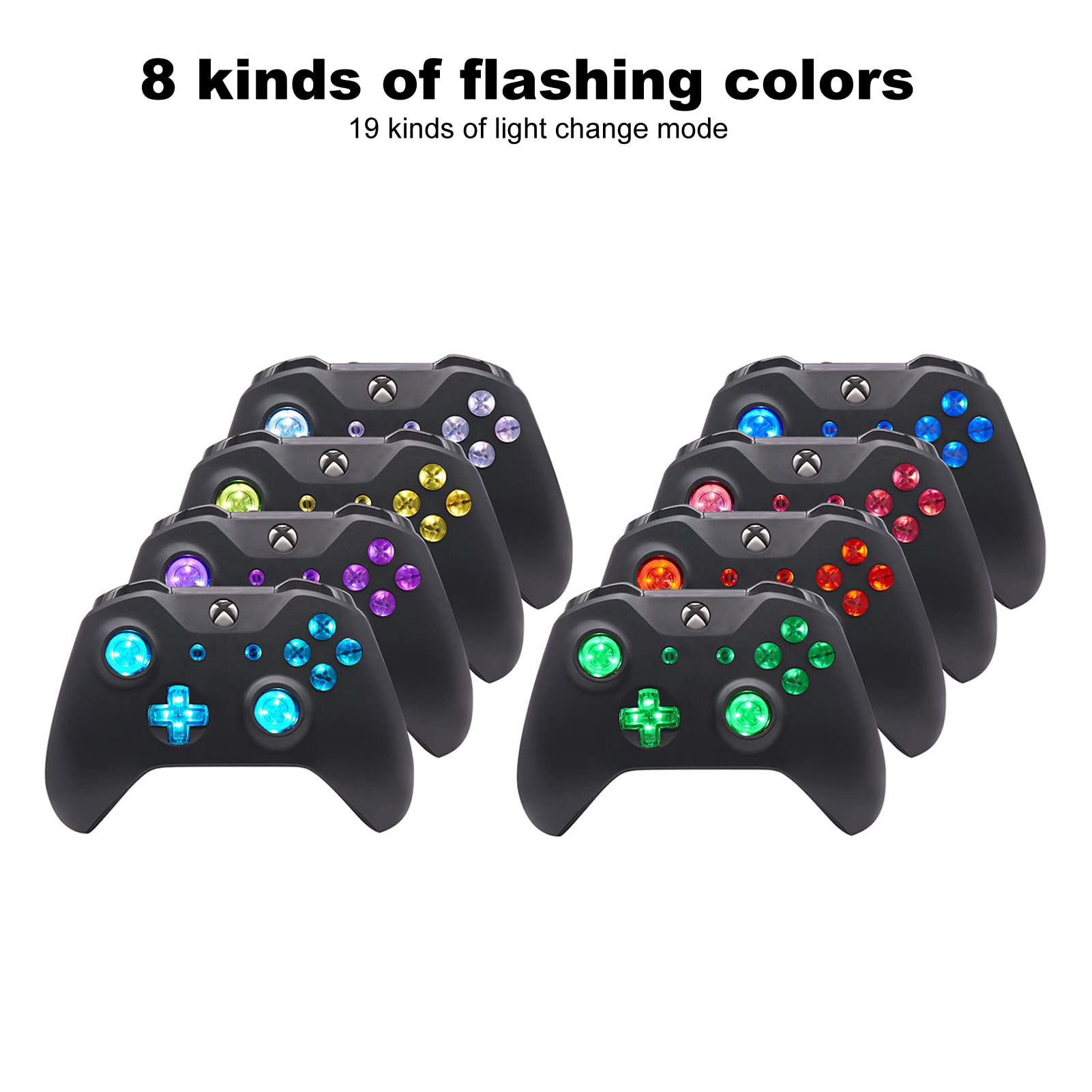 Hilitand Multi Luminated Thumbsticks D pad ABXY Start Back 8 19 Modes LED LED Kit for ONE S Controller, Controller NOT Included