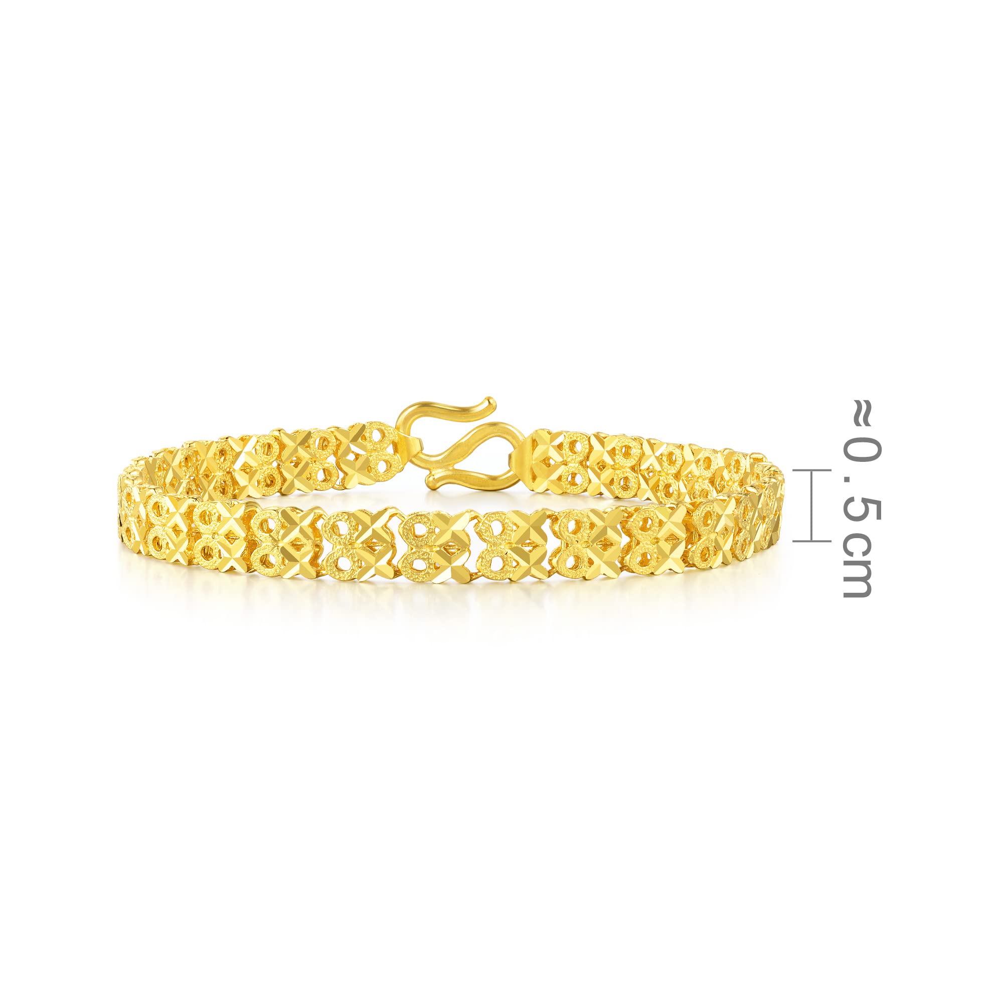 CHOW SANG SANG 999.9 24K Solid Gold Price-by-Weight 12.01g Gold Plain Chain Bracelet for Women 84931B | 6.6", (17 CM)