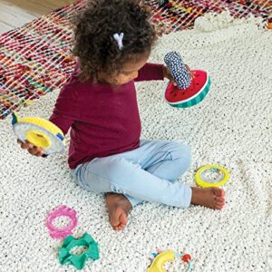 Infantino Sensory Stacking Rings - 5 Multi-Function Toys and Wobble Base, Teethers, Selfie Mirror, Rattle, Encourages Cognitive and Fine Motor Skill Development, for Infants and Toddlers 6M+