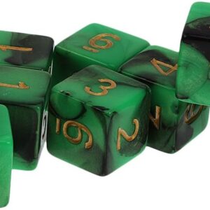 10pcs Six Sided Dual Colored D6 Dices For D&D Casino Poker Dice Guessing Games - Green & Black, 16mm