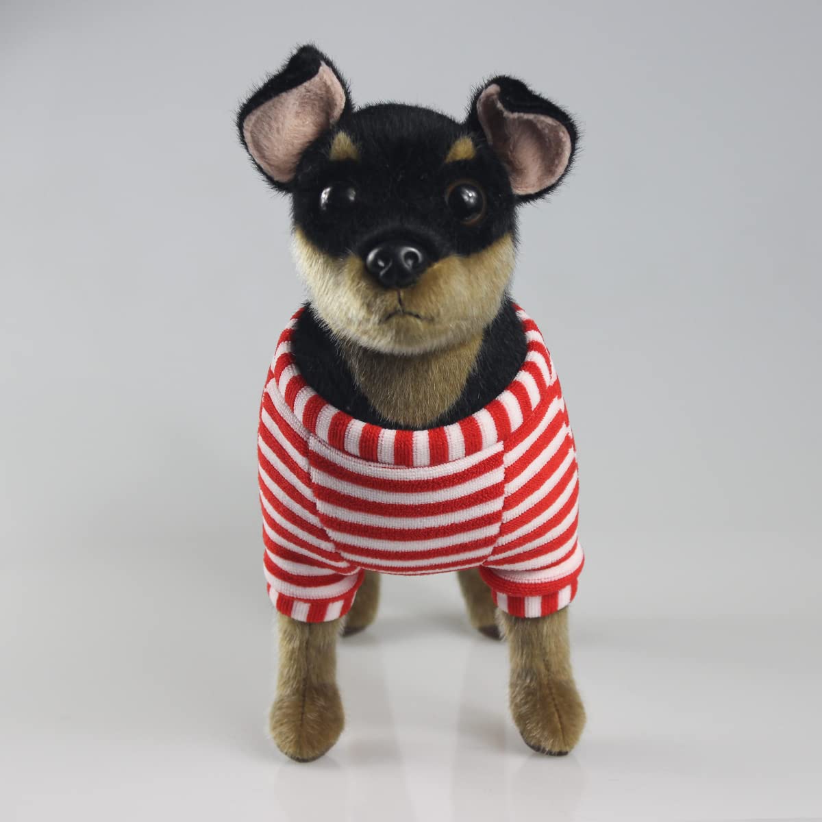 CU-MATE 10 inch Doberman Pinscher Dog Stuffed Animal - Black and Tan Lifelike & Realistic Plush Toy Puppy Dog Standing Present Gift