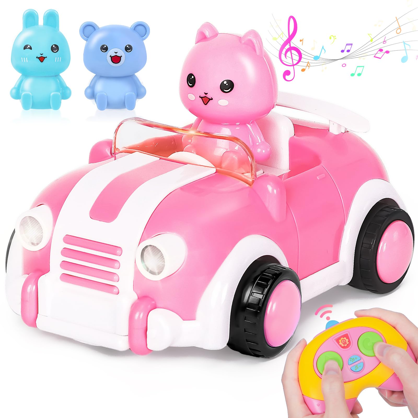 Wrystte Remote Control Car for Girls,Toys for 2 3 4 5 6 7 Year Old Girls,Toy Cars for Girls Age 3+,Fast My First Mini RC Car for Kids with Light & Music Christmas Birthday Gifts for Toddler Girls Pink