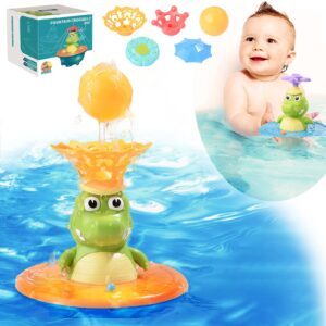 Bath Toys, Light Up Baby Pool Toy with LED Light Crocodile Spray Water Toy, Floating Wind Up Toys for 1 Year Old Boy Girl, New Born Baby Bathtub Water Toys, Preschool Toddler Pool Toys (Crocodile)