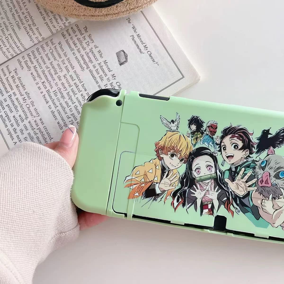 ENFILY Cute Demon Slayer Case Compatible with Nintendo Switch OLED, Dockable Case Cover, Ergonomic Soft TPU Grip Case for Joycon, Sparkle Skin Set