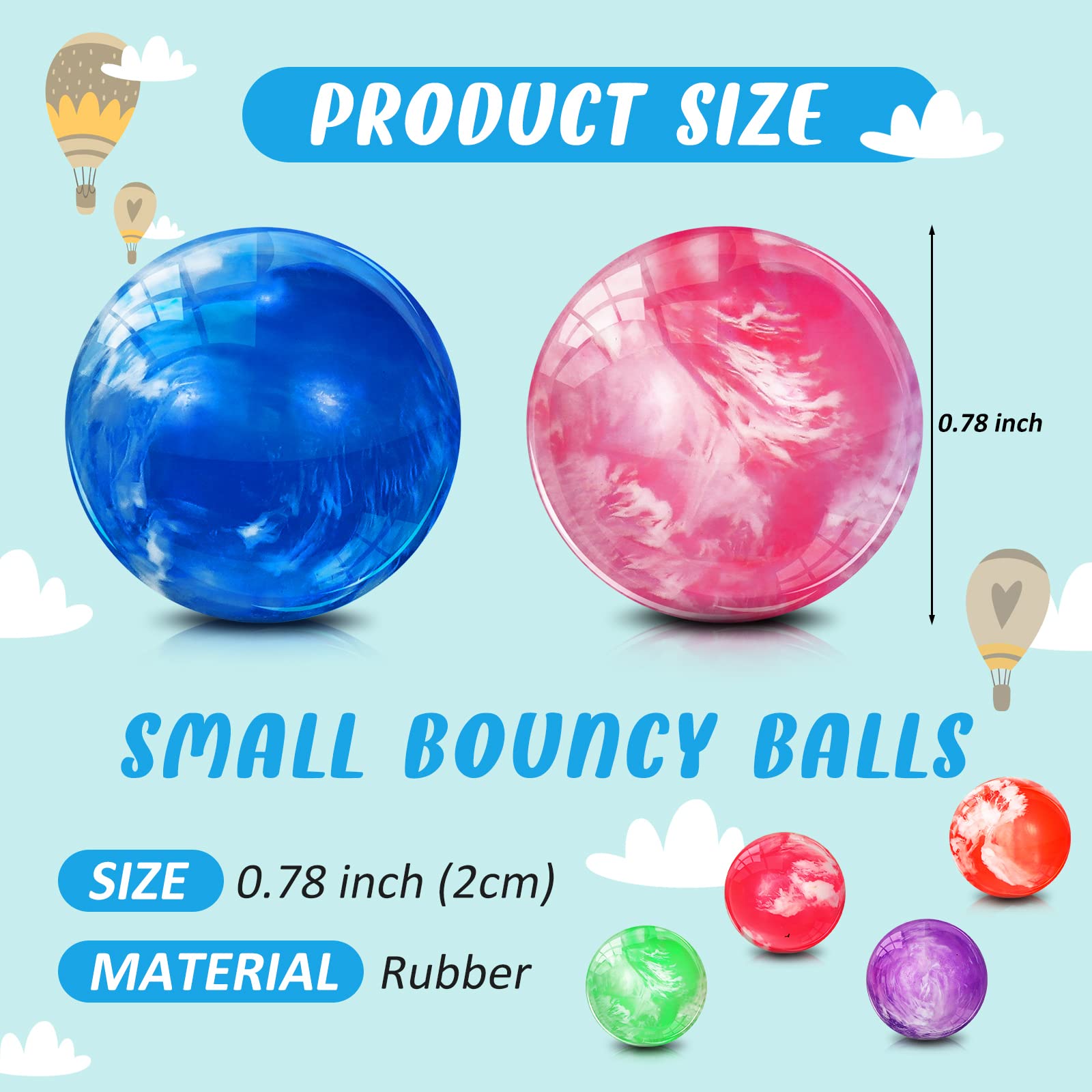 Zhanmai 250 Pcs Small Bouncy Balls 0.78 Inch/ 20 mm Rubber High Bouncing Balls Cloud Bouncy Balls Party Favors for Boys and Girls Neon Swirl Bouncing Balls for Game Prizes Vending Machines