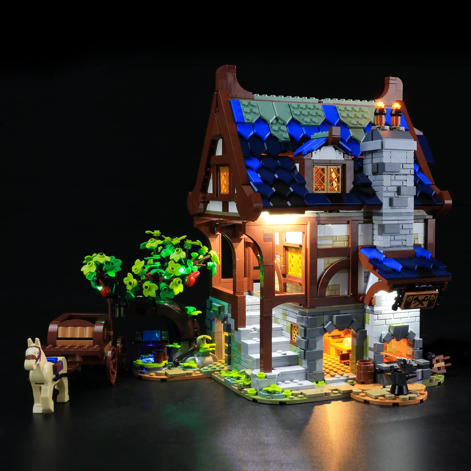 GEAMENT LED Light Kit Compatible with Medieval Blacksmith - Lighting Set for Ideas 21325 Building Model (Model Set Not Included)