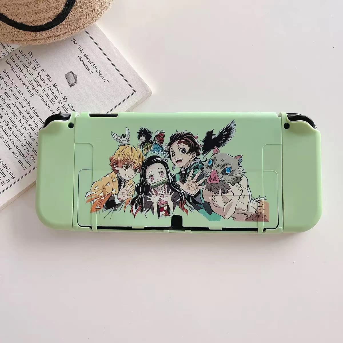 ENFILY Cute Demon Slayer Case Compatible with Nintendo Switch OLED, Dockable Case Cover, Ergonomic Soft TPU Grip Case for Joycon, Sparkle Skin Set