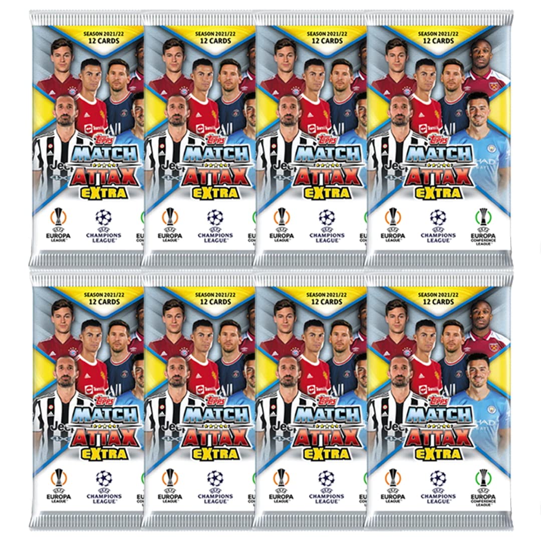 2021-22 Topps Match Attax Extra Champions League Cards - 8-Pack Set (Total of 84 Cards)