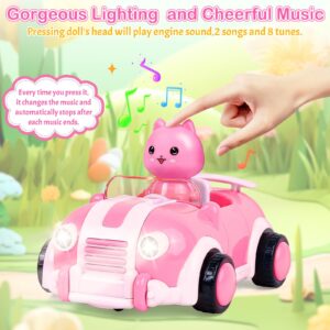 Wrystte Remote Control Car for Girls,Toys for 2 3 4 5 6 7 Year Old Girls,Toy Cars for Girls Age 3+,Fast My First Mini RC Car for Kids with Light & Music Christmas Birthday Gifts for Toddler Girls Pink