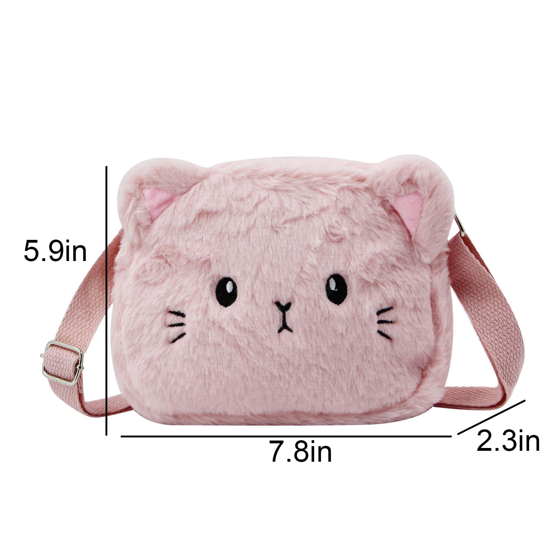 Amamcy Cute Cat Crossbody Purse Pink Small Fluffy Satchel Shoulder Bag Animal Plush Messenger Bag Kawaii Purse for Women