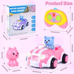 Wrystte Remote Control Car for Girls,Toys for 2 3 4 5 6 7 Year Old Girls,Toy Cars for Girls Age 3+,Fast My First Mini RC Car for Kids with Light & Music Christmas Birthday Gifts for Toddler Girls Pink