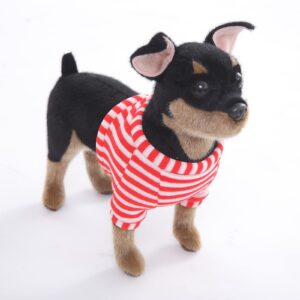 cu-mate 10 inch doberman pinscher dog stuffed animal - black and tan lifelike & realistic plush toy puppy dog standing present gift