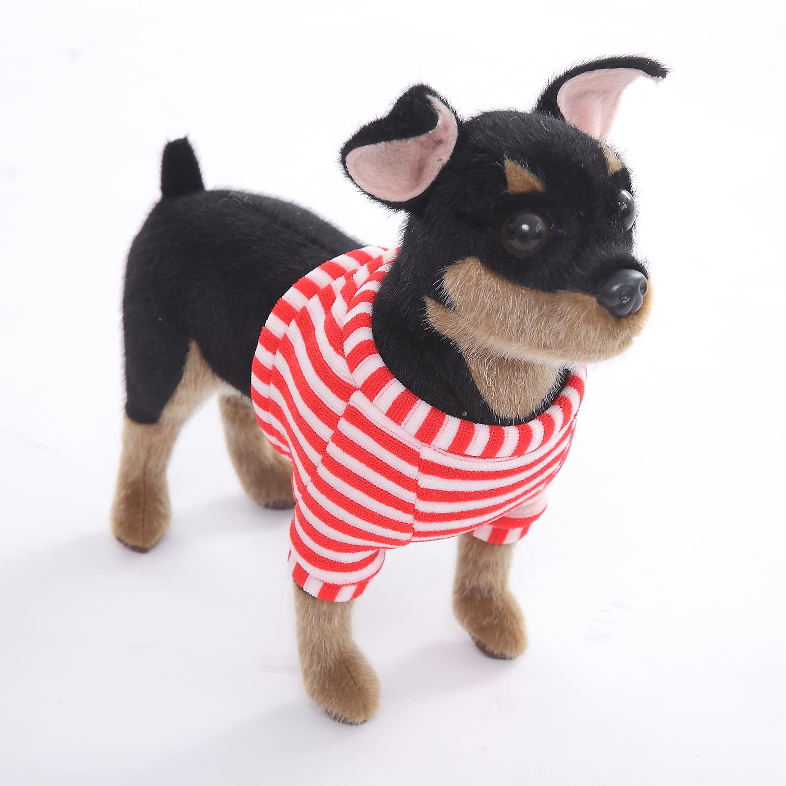 CU-MATE 10 inch Doberman Pinscher Dog Stuffed Animal - Black and Tan Lifelike & Realistic Plush Toy Puppy Dog Standing Present Gift