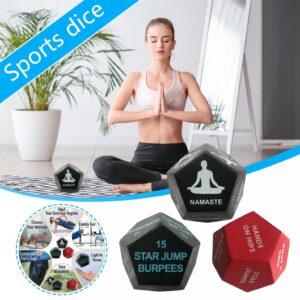 EUKK Yoga Exercise Dice, 12 Sided Fitness Dice Home Gym Equipment, PU Workout Dice for Full Body Workouts – Includes Yoga Dice