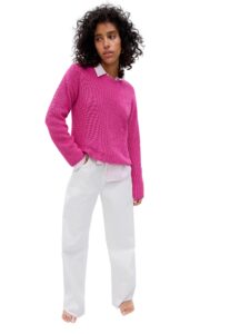 gap womens textured pullover sweater, super pink neon, medium us