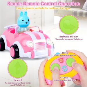 Wrystte Remote Control Car for Girls,Toys for 2 3 4 5 6 7 Year Old Girls,Toy Cars for Girls Age 3+,Fast My First Mini RC Car for Kids with Light & Music Christmas Birthday Gifts for Toddler Girls Pink