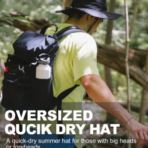 Zylioo 2XL Oversized UPF50+ Summer Boonie Hats,Adjustable Fishing Sun Hat for Big Heads,Large Breathable Cooling Hat Black