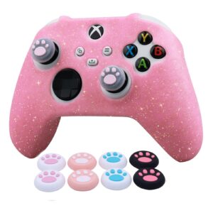 ROTOMOON Glitter Silicone Controller Skins for Xbox Series with 8 Thumb Grips, Sweat-Proof Anti-Slip Controller Cover Skin Protector Compatible with Xbox Series S/X Controller