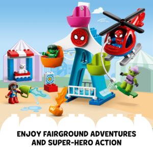 LEGO DUPLO Marvel Spider-Man & Friends: Funfair Adventure 10963 Fairground with Helicopter Toy, Spidey and Hulk Figures, Toys for Toddlers, Boys & Girls Ages 2 Plus