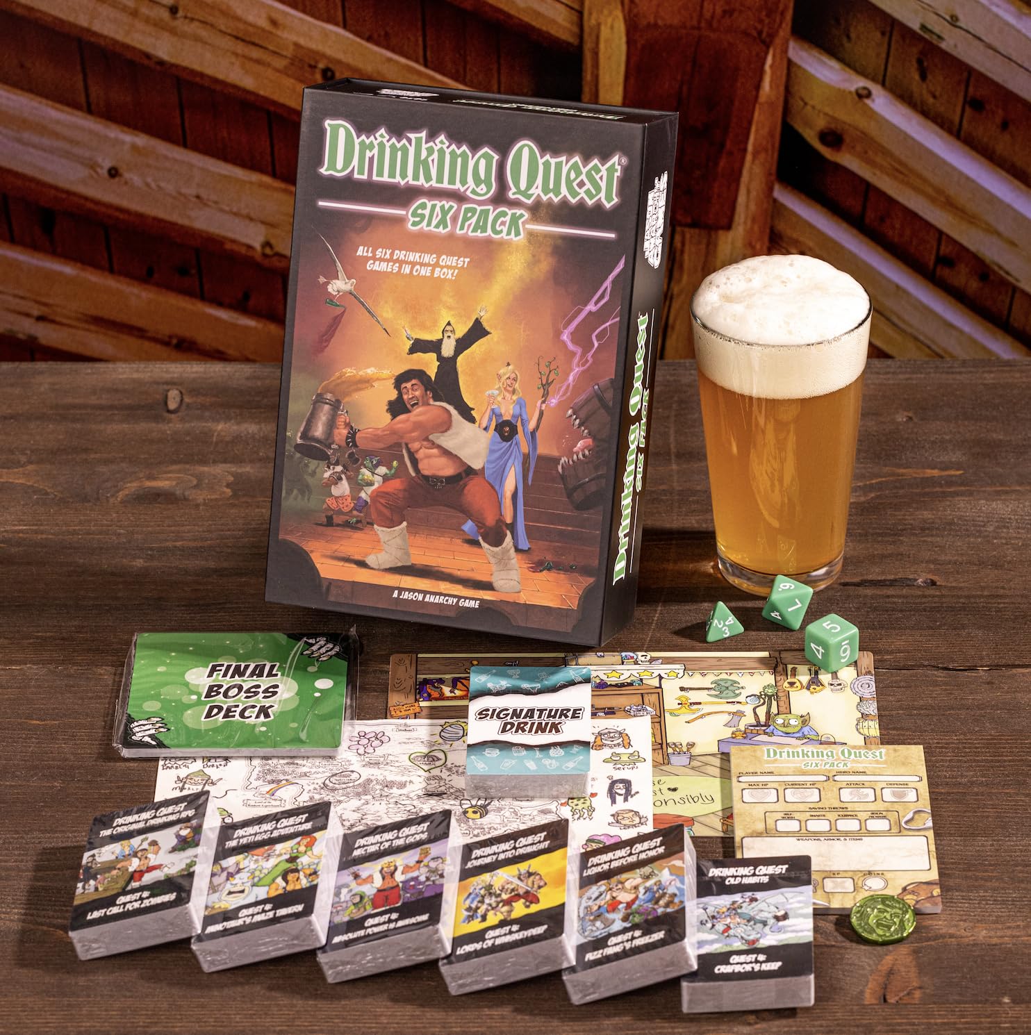 Drinking Quest: Six Pack Board Game- All Six Drinking Quest Games in One Box! Entry Level Dungeons & Dragons style adventure! When your hero dies, You drink! A Ridiculous Amount of Content!