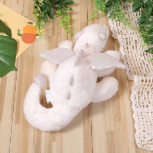 Dragon Stuffed Animal Plush Toy Cute Dragon Plush Toys with Wings Soft Cartoon Flying Dragon Pillow Plushies Doll Gifts for Baby Kids Boys Girls (White, 11.81 inch)