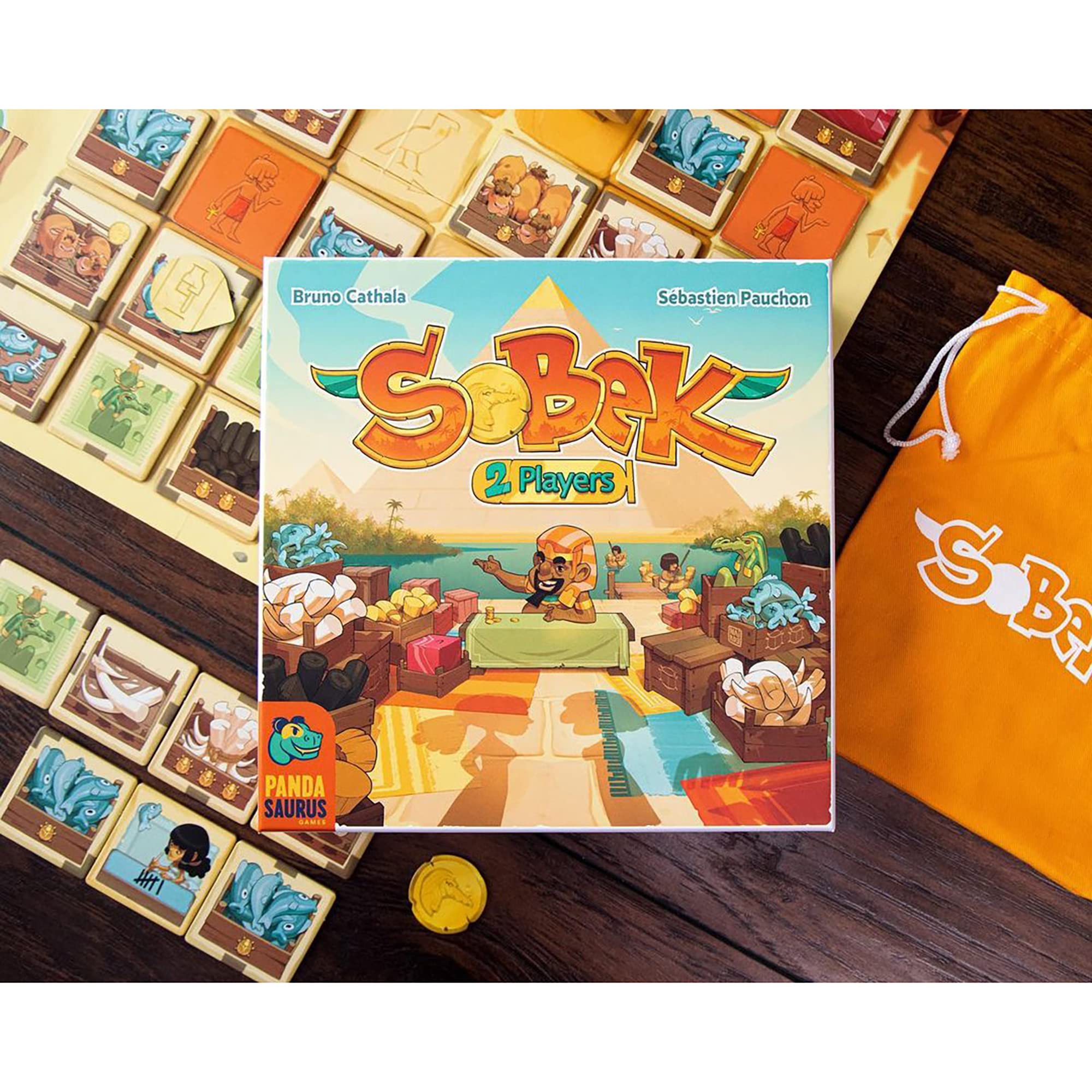 Pandasaurus Games Sobek 2 Players Board Game | Ancient Egyptian Set Collection Strategy Game | Fun Family Game for Adults and Kids | Ages 10+ | 2 Players | Average Playtime 20 Minutes | Made