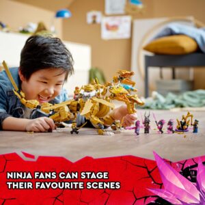 LEGO NINJAGO Lloyd’s Golden Ultra Dragon Toy for Kids, 71774 Large 4 Headed Action Figure with Blade Wings Plus 9 Minifigures