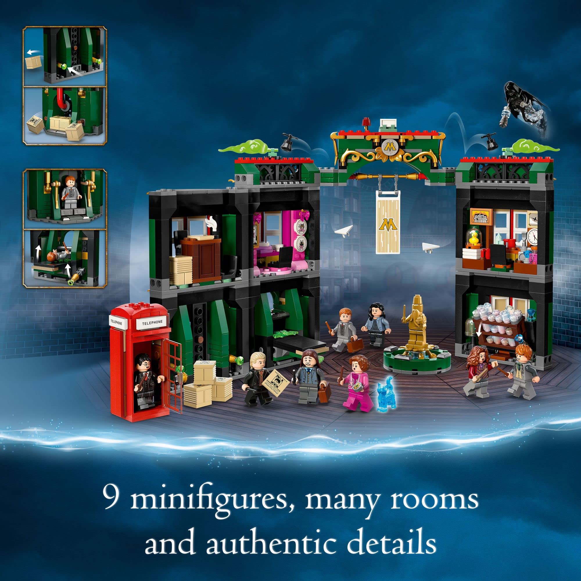 LEGO Harry Potter The Ministry of Magic 76403 Modular Model Building Toy with 12 Minifigures and Transformation Feature, Collectible Wizarding World Gifts