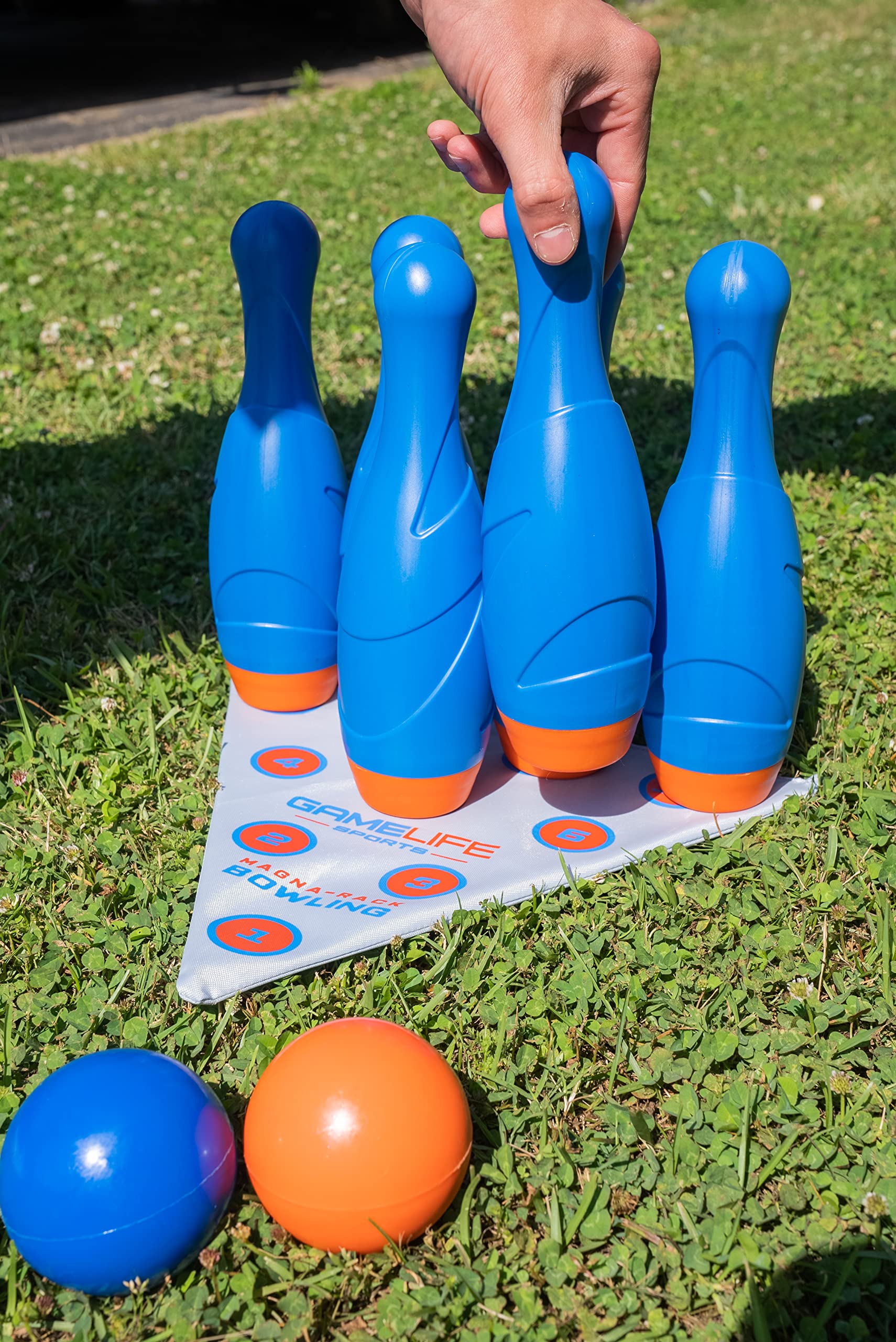 GAMELIFE SPORTS MagnaRack Bowling, Includes 10 Magnetic Bowling Pins, 2 Balls, Bowling Mat, Carry Bag, Great Toy Gift, Early Education, Indoor & Outdoor Games, Toddler, Child, Boys & Girls 6 and up