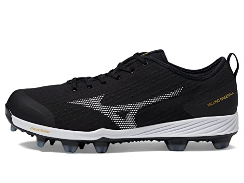 Mizuno Men's Dominant 4 TPU Baseball Shoe, Black-White, 9