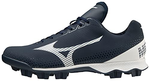 Mizuno Men's Wave Lightrevo Baseball Shoe, Navy-White, 8.5