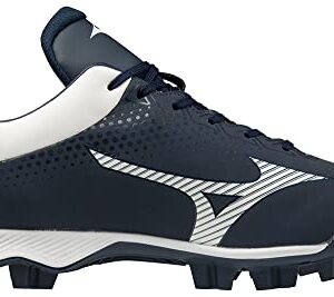 Mizuno Men's Wave Lightrevo Baseball Shoe, Navy-White, 8.5